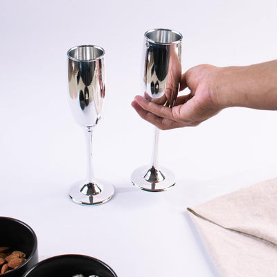 Silver Luxe Flute Champagne Glass