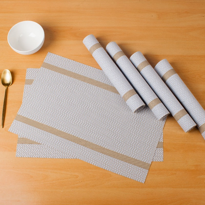 Harriet Grey Table Mats Set | 6 Pcs Tablemat The June Shop   