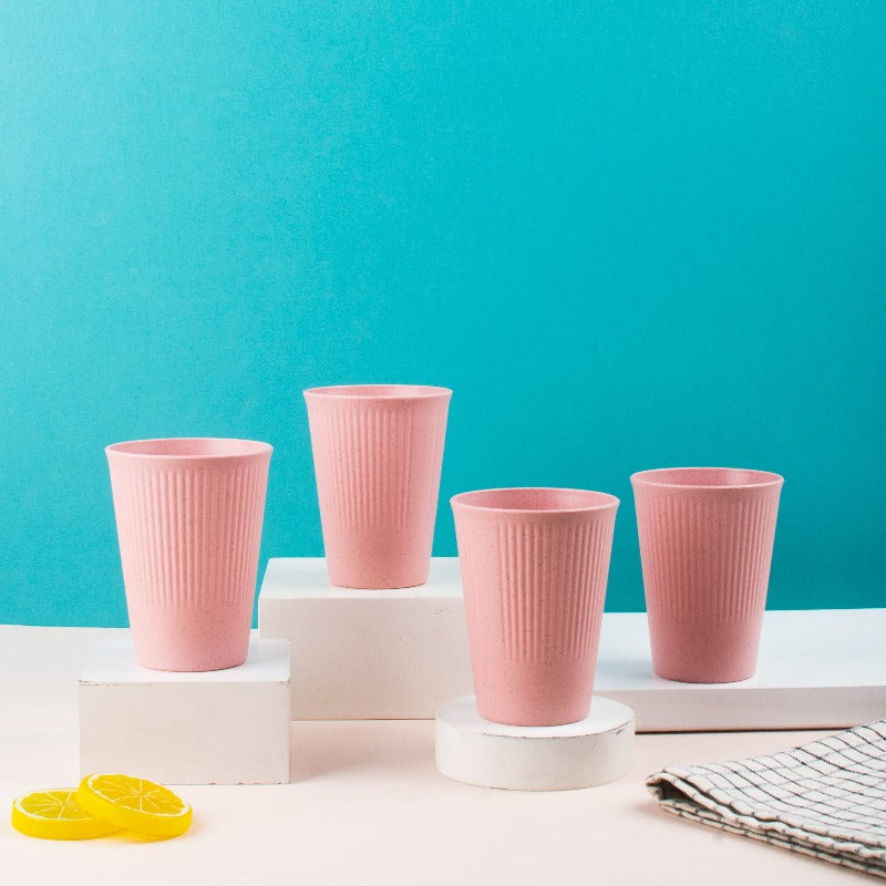 Drink Up Contemporary Tumbler Set Of 4 (Wheat-Straw) Travel Mug The June Shop Bubble Gum Popcorn  