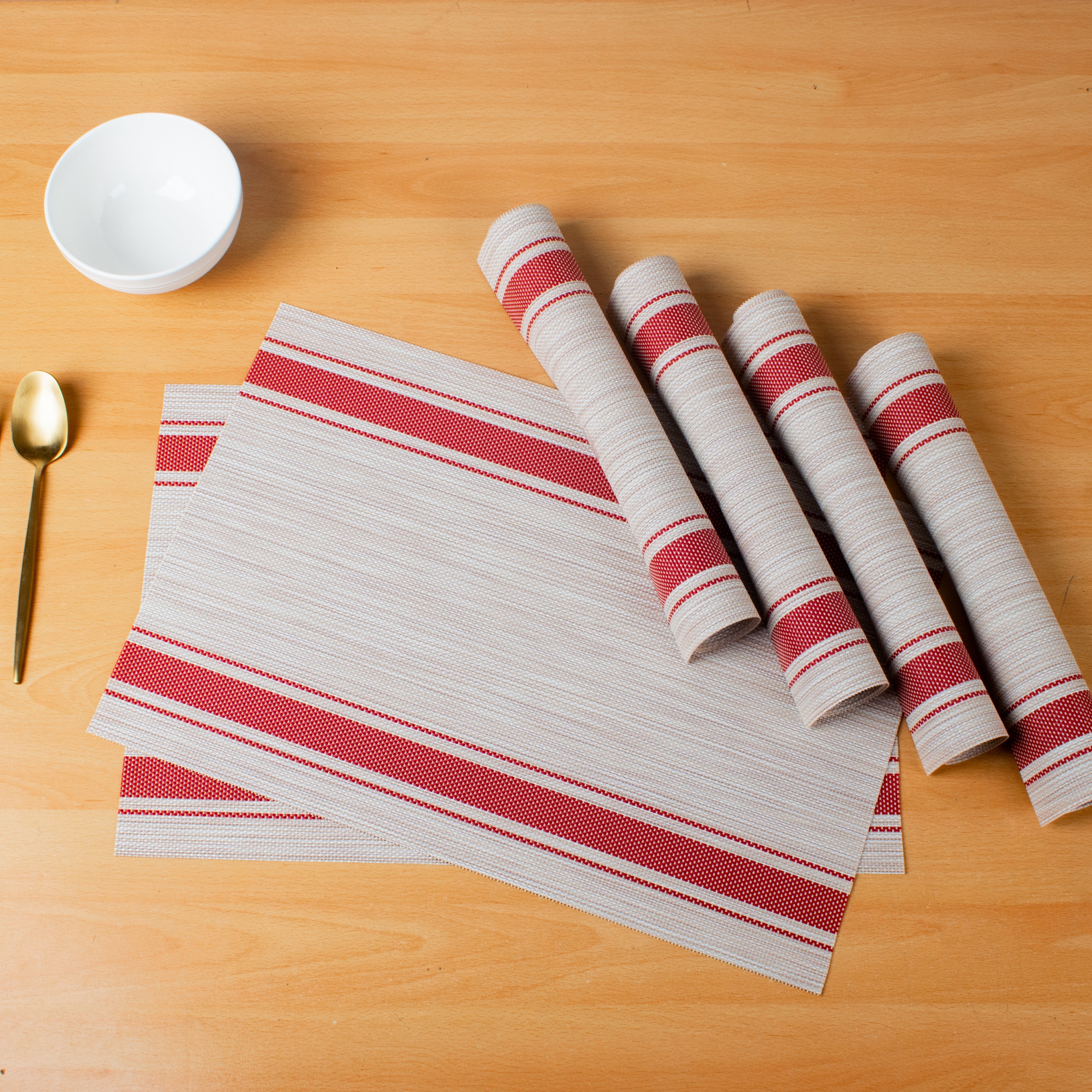 Audra Light Grey Table Mats Set | 6 Pcs Tablemat The June Shop   