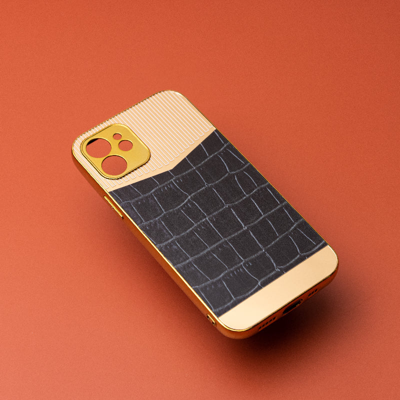 Golden Royally Black Luxury Embossed Design iPhone Cover