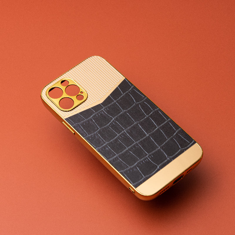 Golden Royally Black Luxury Embossed Design iPhone Cover