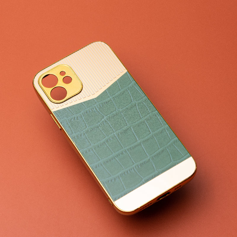 Golden Fern Green Luxury Embossed Design iPhone Cover
