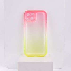 Dual Splash Clear Silicone Apple iPhone 13 Cover iPhone 13 June Trading Pink & Yellow  