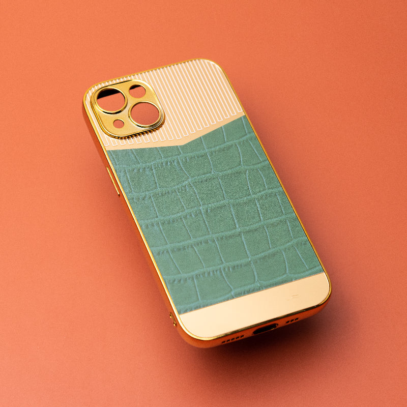 Golden Fern Green Luxury Embossed Design iPhone Cover