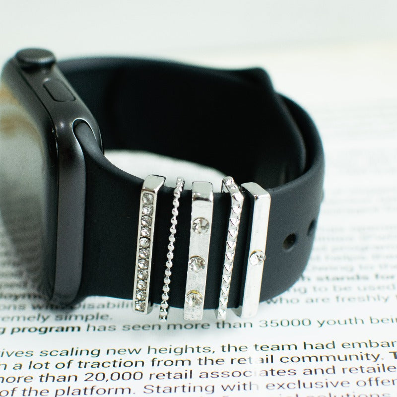 Bling It Silver Smartwatch Band Accessories Set Watch Band Accessories June Trading   