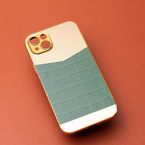 Golden Fern Green Luxury Embossed Design iPhone Cover Mobile Phone Cases June Trading iPhone 14 Plus  