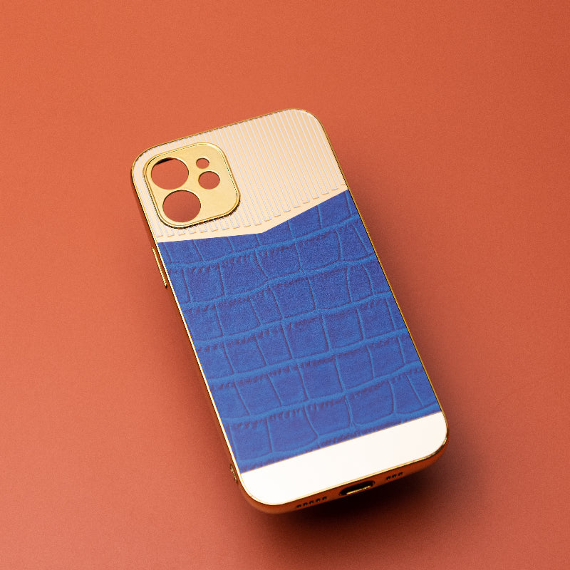 Golden Denim Blue Luxury Embossed Design iPhone Cover