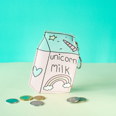Quirky Coin Pouch with Keychain Keychain June Trading Unicorn Milk  