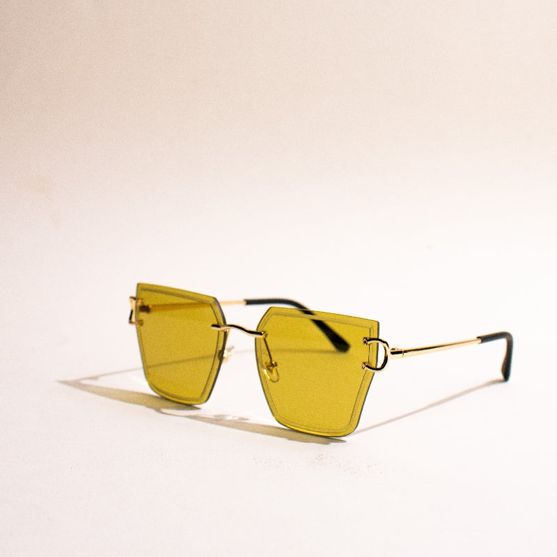 Glam Affair Square Cateye Yellow Sunglass Eyewear June Trading   