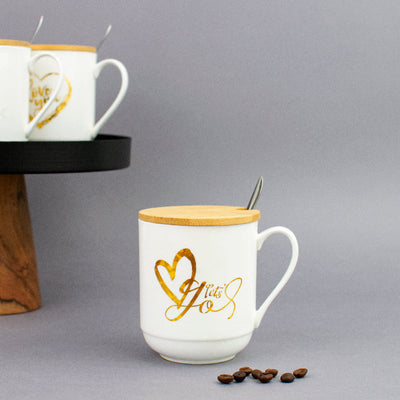 Express Your Love Ceramic Mug With Wooden Lid Coffee Mugs June Trading   