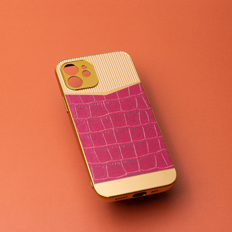 Golden Ruby Pink Luxury Embossed Design iPhone Cover