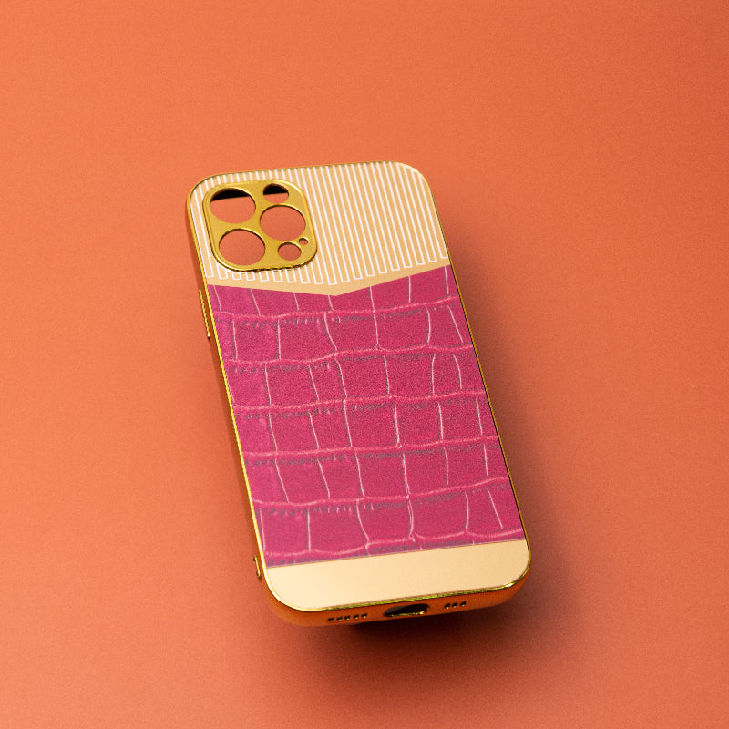 Golden Ruby Pink Luxury Embossed Design iPhone Cover