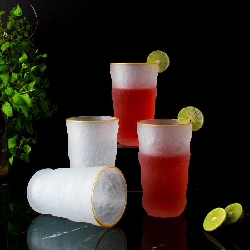 Artisanal Haven Frosted Glass (Set of 4) Glasses June Trading   