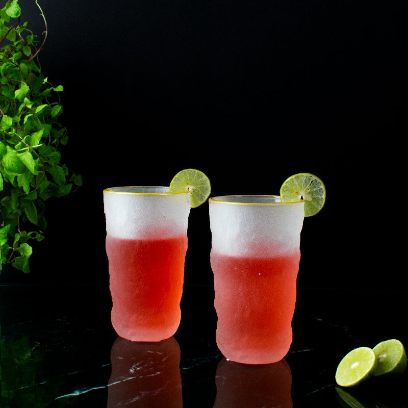 Artisanal Haven Frosted Glass (Set of 4) Glasses June Trading   
