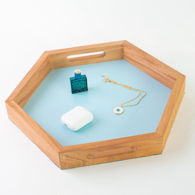 Wooden Hexagonal Serving Tray Serving Tray June Trading   