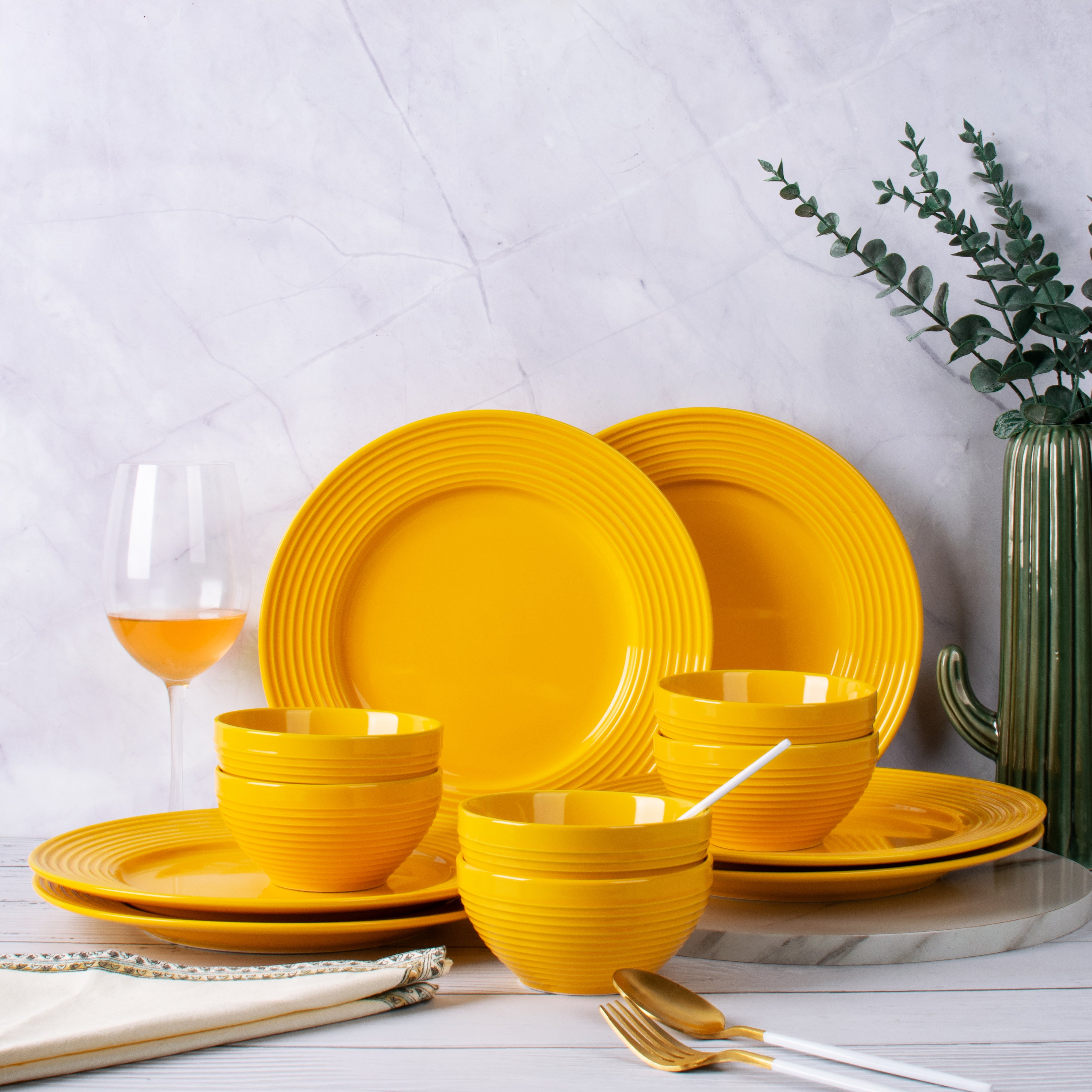 Orenda Mustard Yellow Set Of 12 Dinner Sets The June Shop   