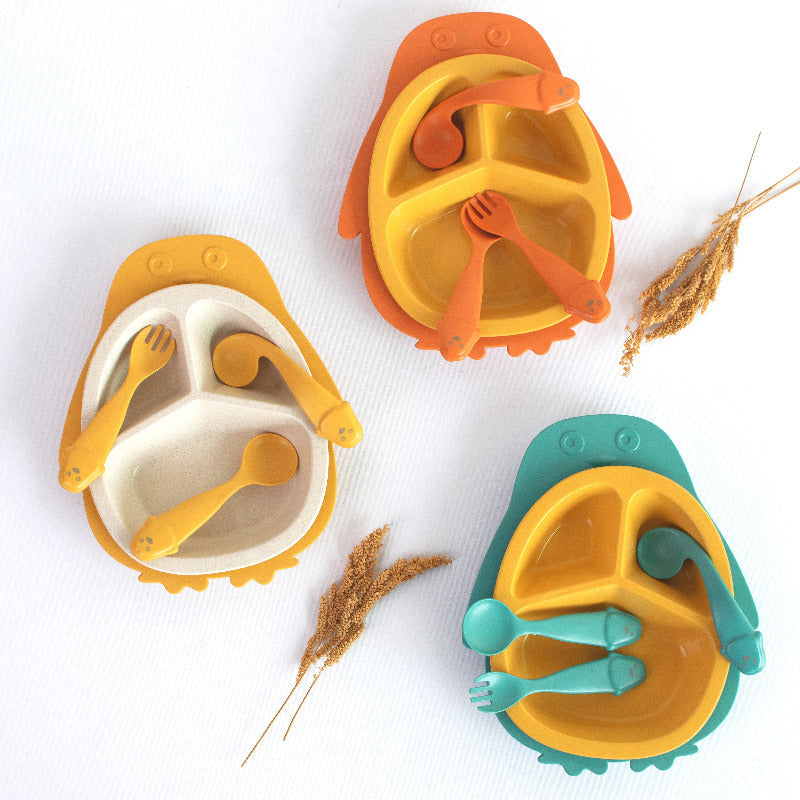 Kids Wheat Straw Lunch Plate & Cutlery Set Kids Tableware June Trading   
