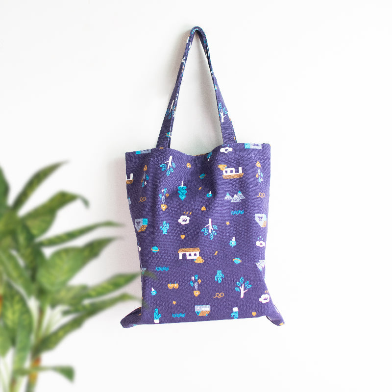 Chic Doodle Blue Tote Bag Tote Bag ERL   