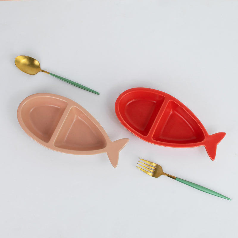 Sectioned Fish Plates Snack Plate June Trading   