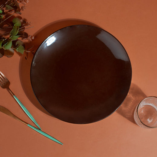 Tinge Pop Bold Brown Ceramic Dinner Plate (11 Inches) Dinner Plates June Trading   