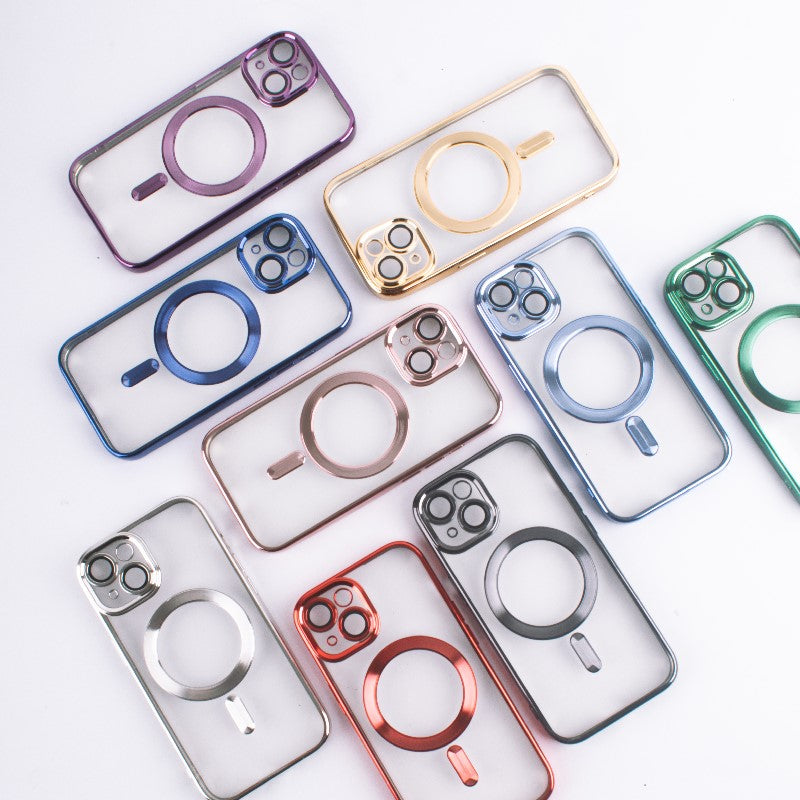 iPhone 15 Plus Magsafe Metallic Case With Camera Lens Protector