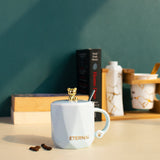 Cute Teddy Coffee Cup With Lid & Spoon Coffee Mugs June Trading Cloud Blue  