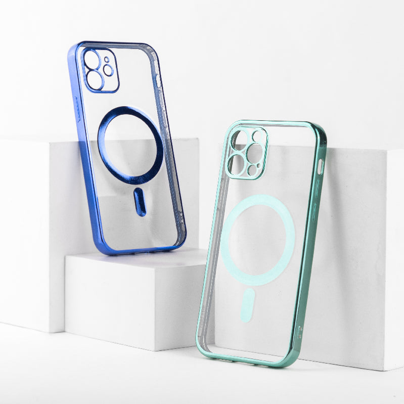 Metallichrome Azure Blue Magsafe Clear iPhone Cover Mobile Phone Cases June Trading   
