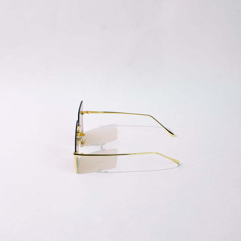 Oversized Half Rim Brown Tint Sunglass Eyewear June Trading   