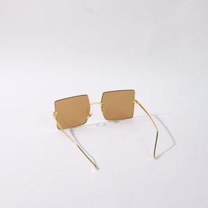 Oversized Half Rim Brown Tint Sunglass Eyewear June Trading   