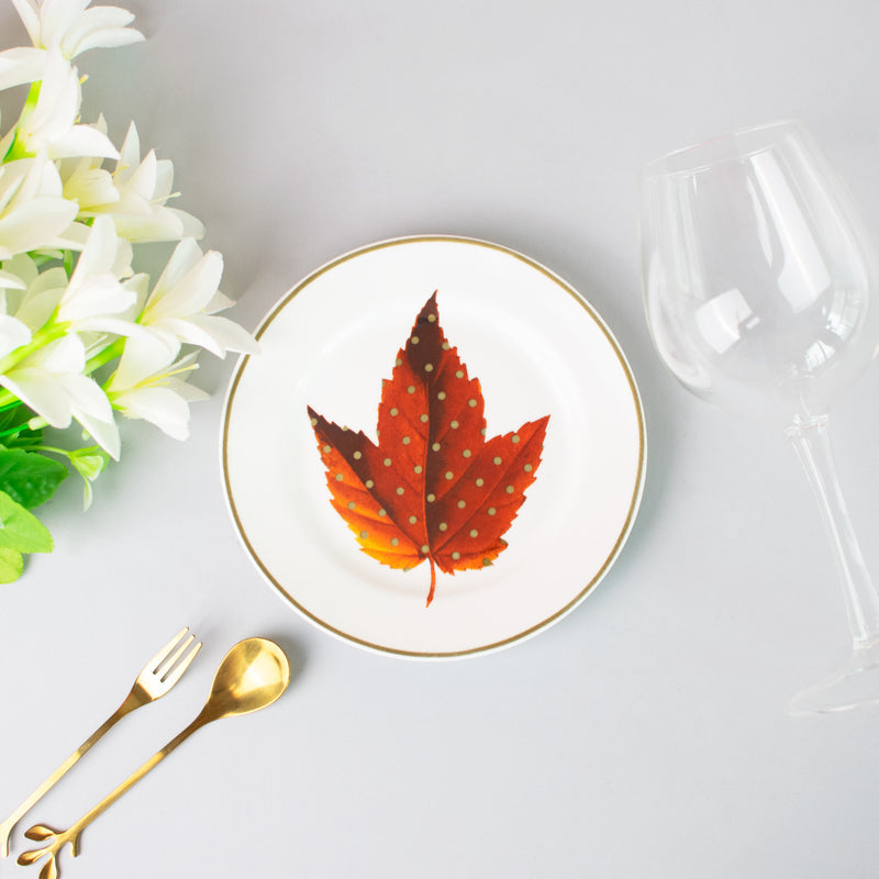 Maple Leaves 5.5-Inch Snack Plate Snack Plate June Trading Ornate Leaf  