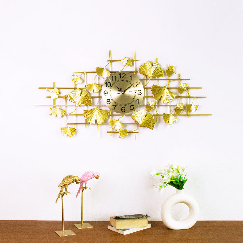 Ornate Gingko Vine Wall Clock Wall Clocks June Trading   