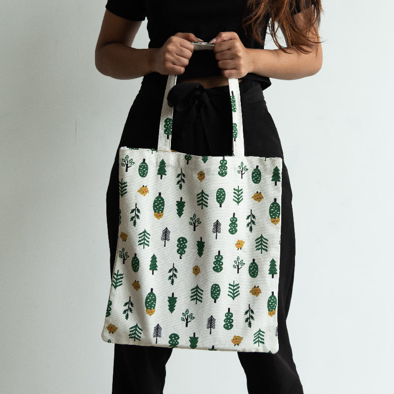 Tropical Print White Tote Bag