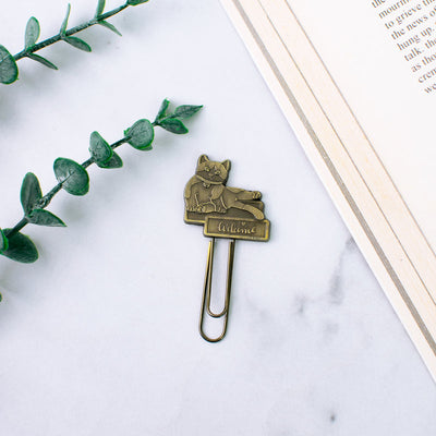 Metallic Paper Clip Bookmark - Animals Paper Clip June Trading Cat  