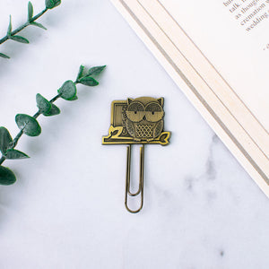 Metallic Paper Clip Bookmark - Animals Paper Clip June Trading Owl  