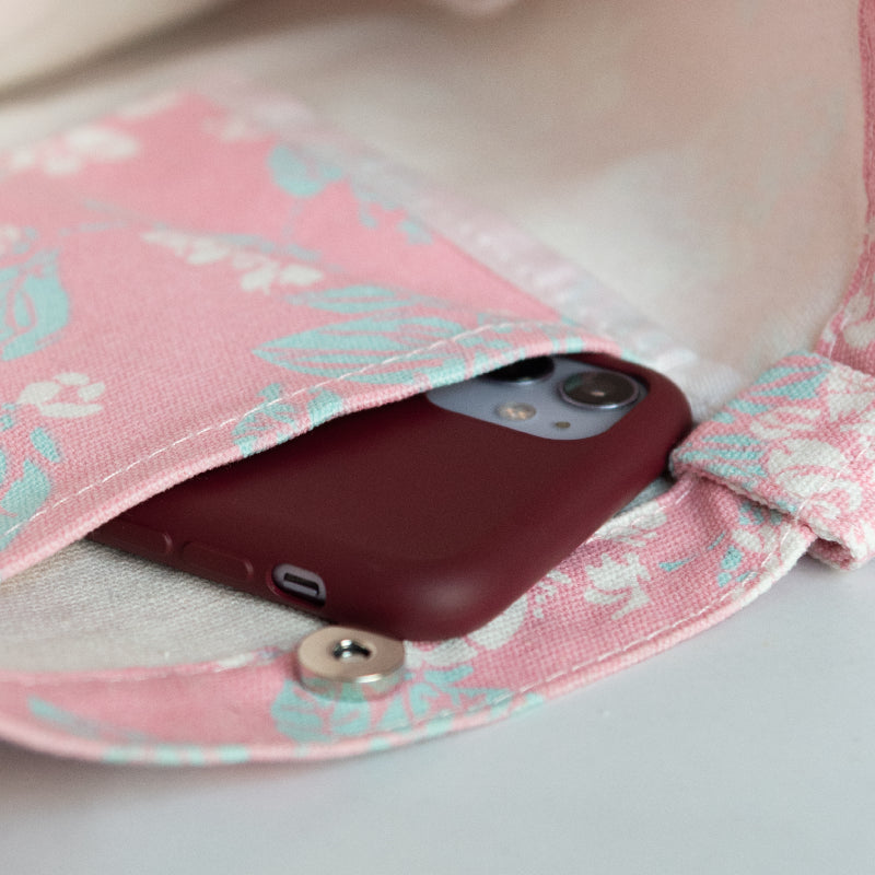 White Blossoms Pink Tote Bag Tote Bag ERL   