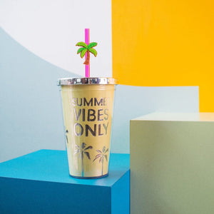 Summer Vibes Travel Sipper Sippers June Trading Shimmer Silver  