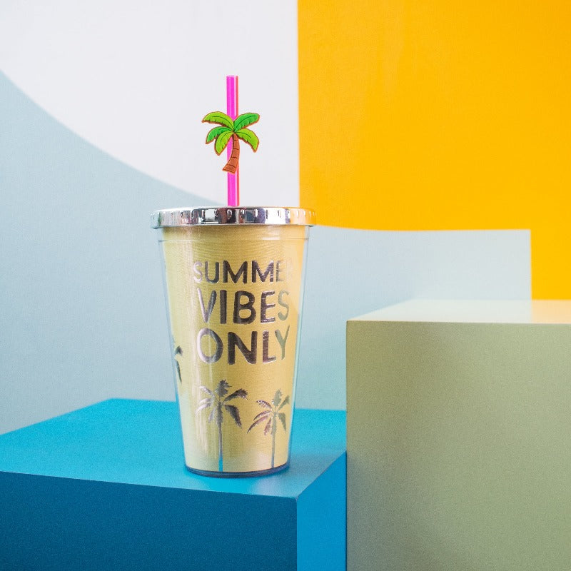 Summer Vibes Travel Sipper Sippers June Trading Shimmer Silver  