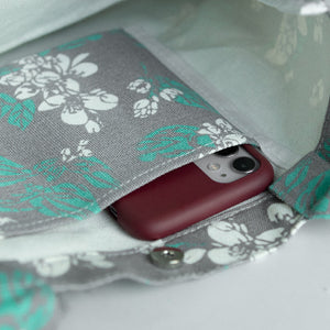 White Blossoms Grey Tote Bag Tote Bag ERL   