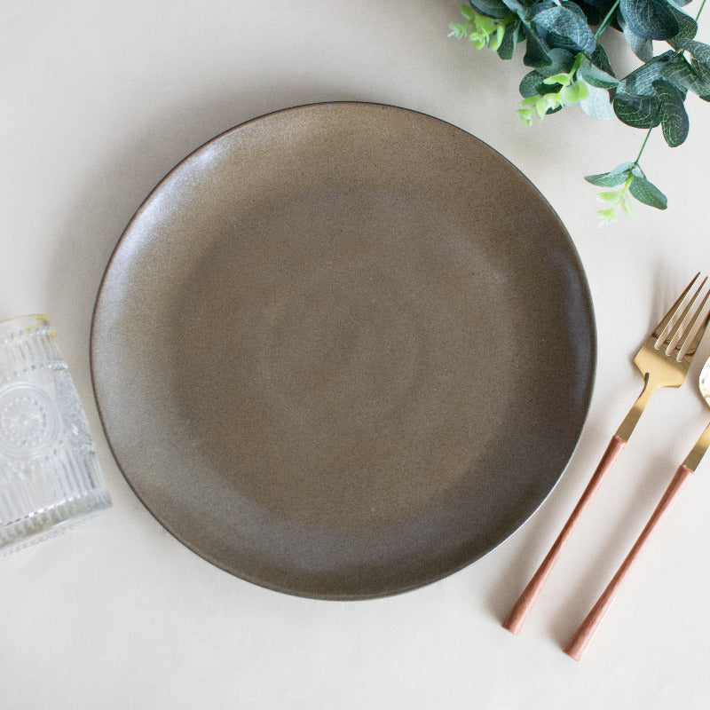 Glazed Earthenware Dinner Plate - Burnt Brown (9 Inches) Dinner Plates June Trading   