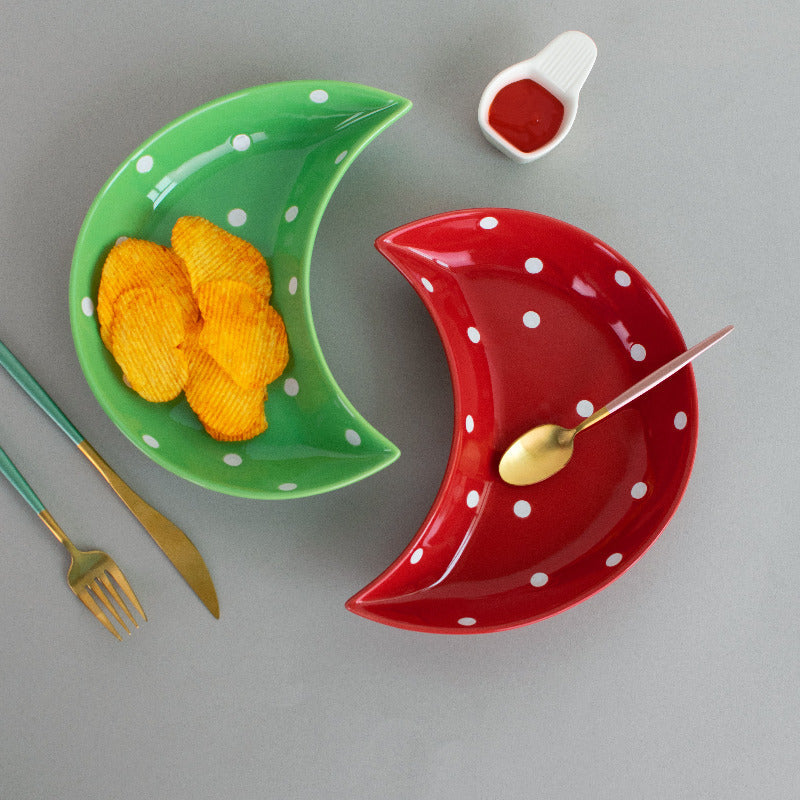 Crescent Polka Dot Serving Plate
