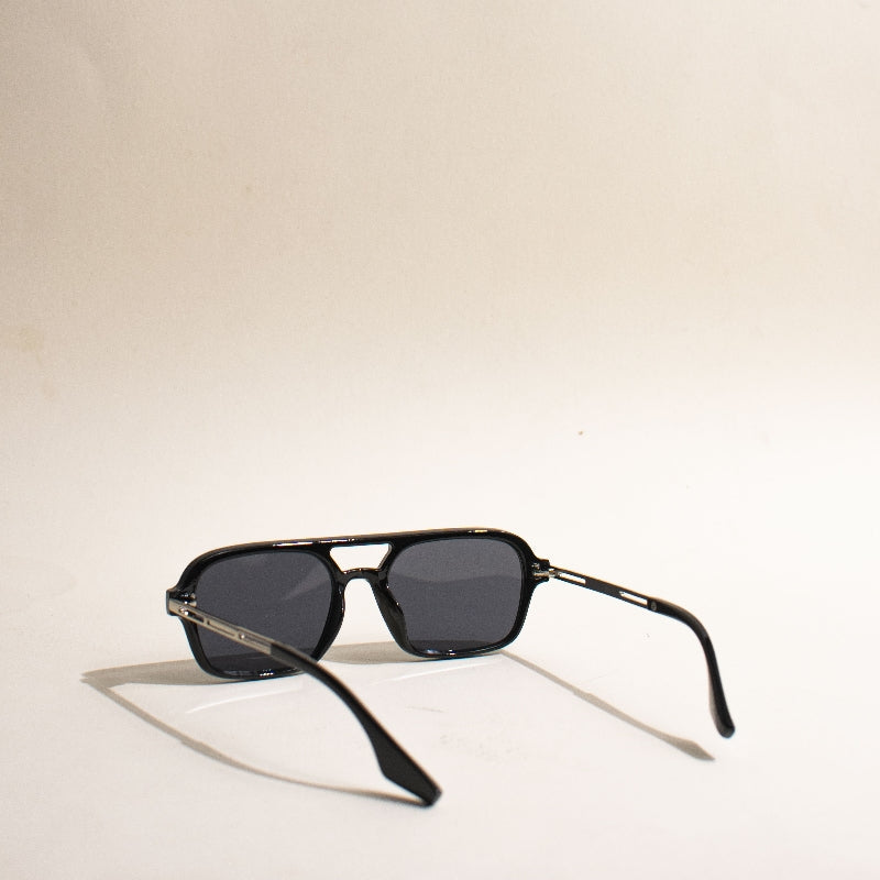 Soigné Flat-Bar Aviator Black Sunglass Eyewear June Trading   
