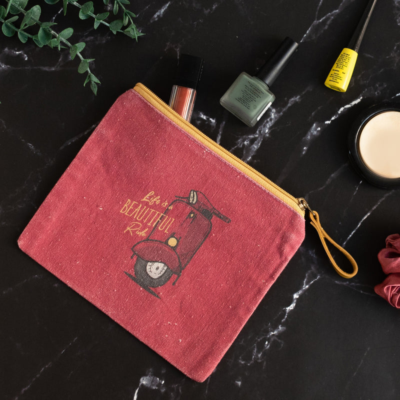 Life Is A Beautiful Ride - Canvas Pouch Pouch June Trading   