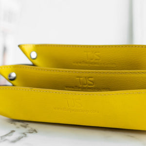 Set of 3 Lemon Elegant Leather Desk Organizer Tray Desk Organisers June Trading   
