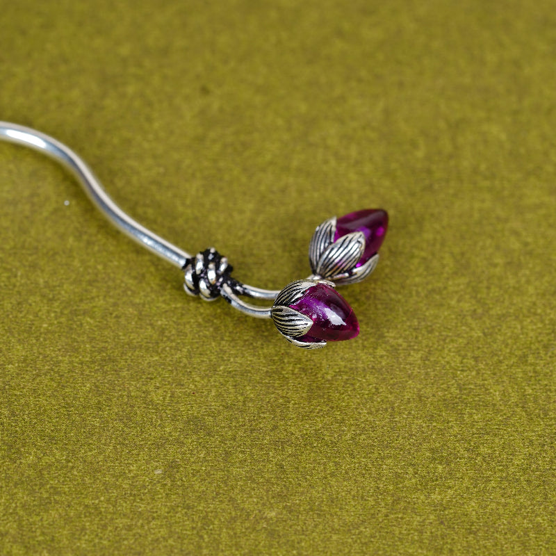 SABERA Twin Bud Silver Raj Tilak Stick