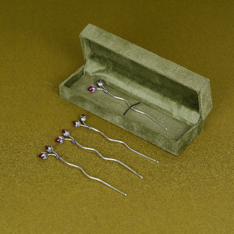 SABERA Twin Bud Silver Raj Tilak Stick