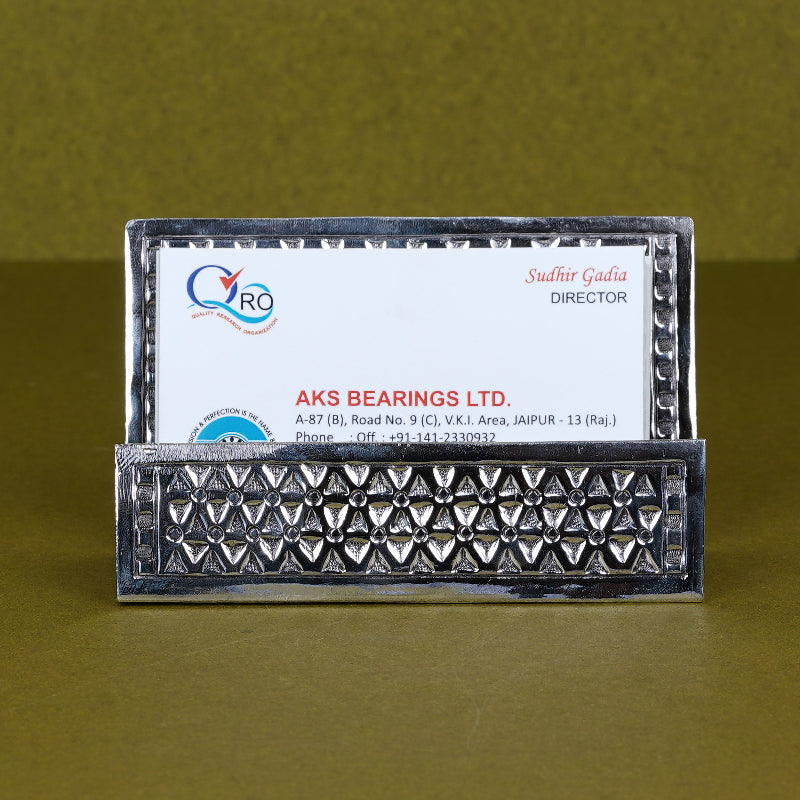 SABERA Silver Plated Geometrical Design Visiting Card Holder