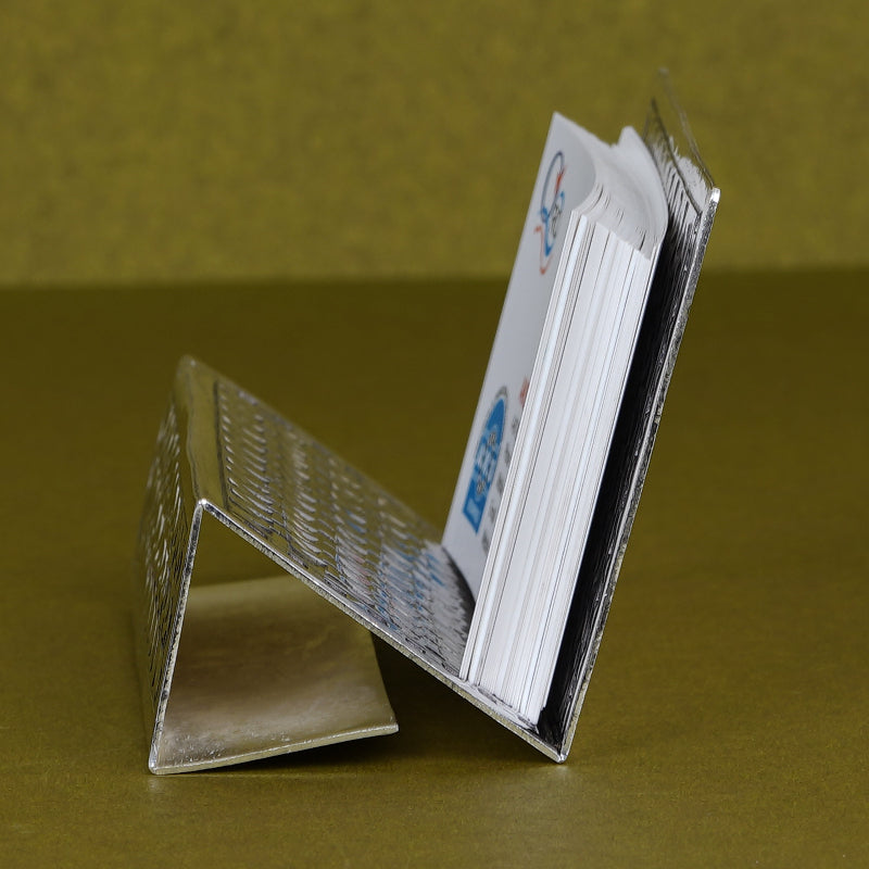 SABERA Silver Plated Geometrical Design Visiting Card Holder