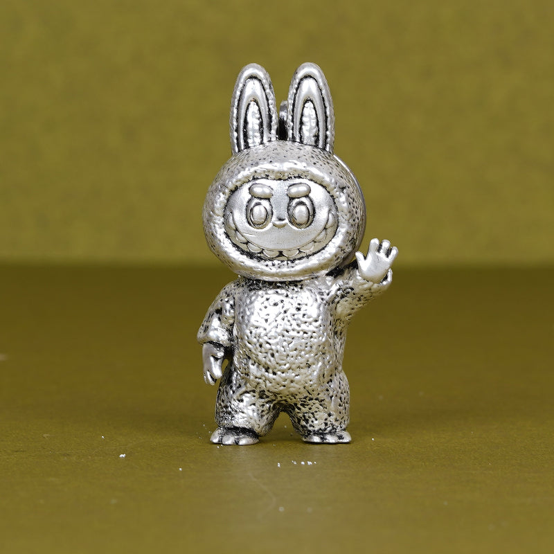 SABERA Elegant Labubu Silver-Plated 3D Keychain