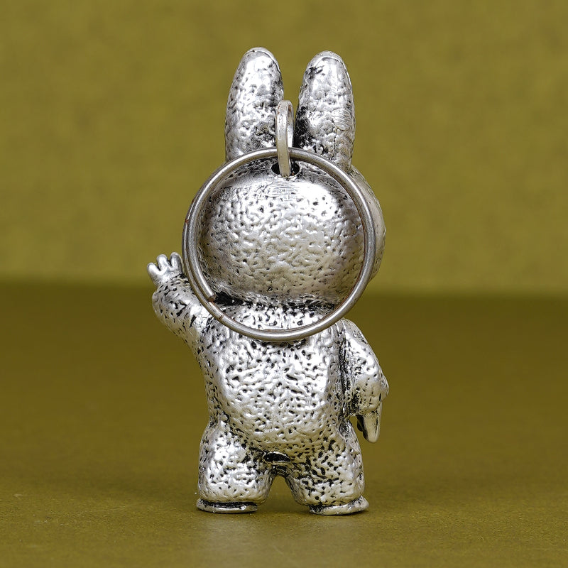 SABERA Elegant Labubu Silver-Plated 3D Keychain